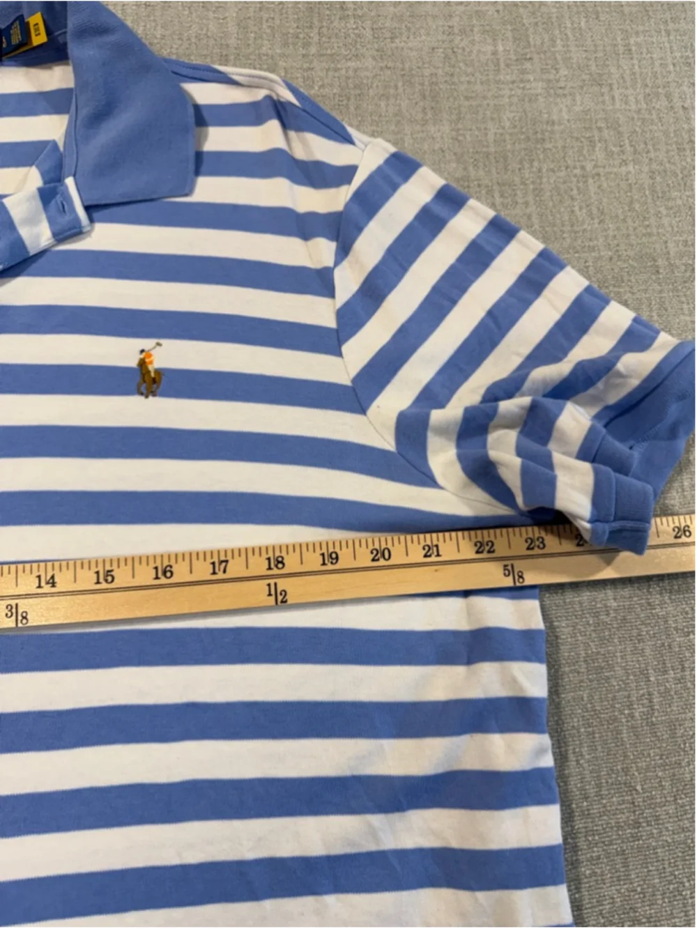 Polo Ralph Lauren mens blue and white striped short sleeve cotton polo size L